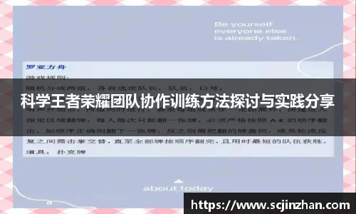 科学王者荣耀团队协作训练方法探讨与实践分享